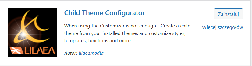 Wtyczka Child Theme Configurator