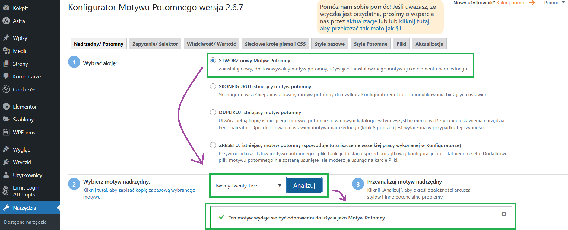 Stwórz motyw potomny z wtyczką Child Theme Configurator