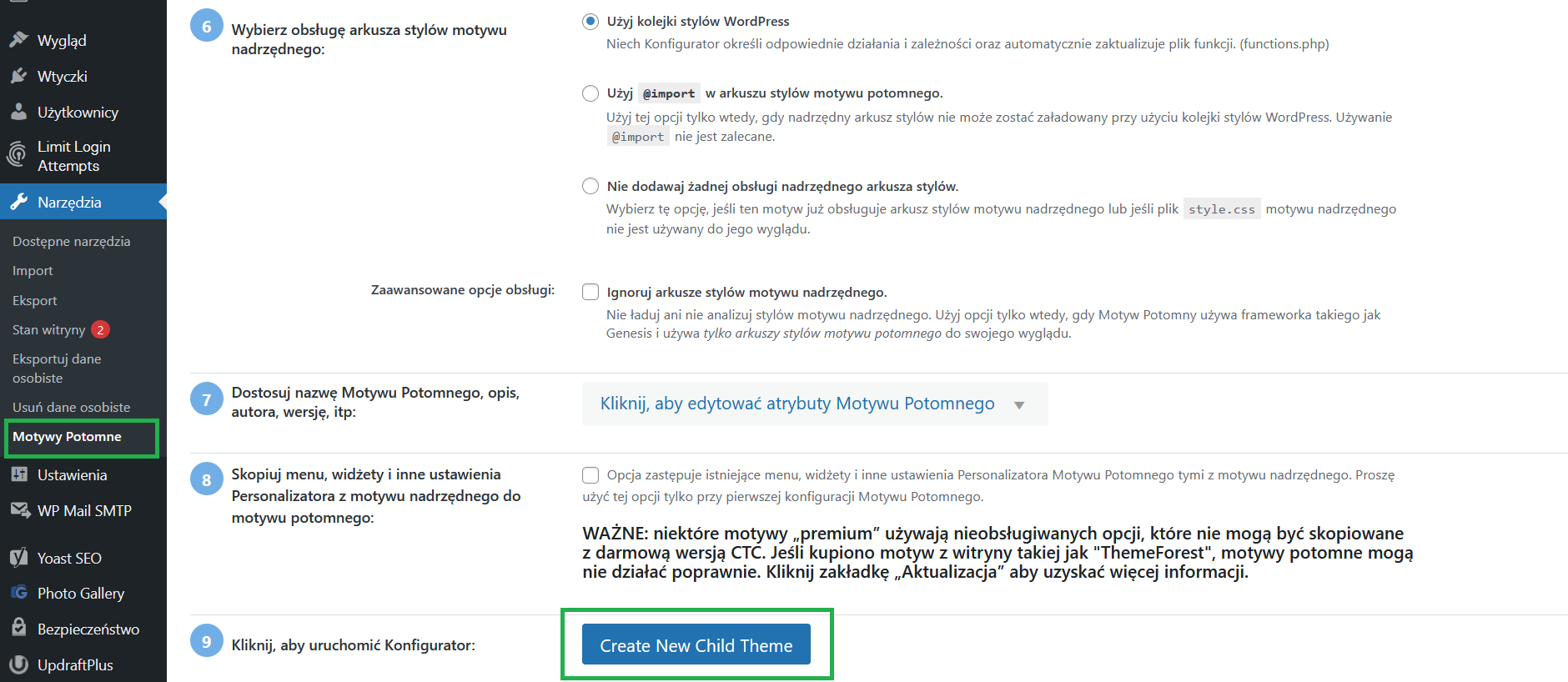 Stwórz motyw potomny z wtyczką Child Theme Configurator