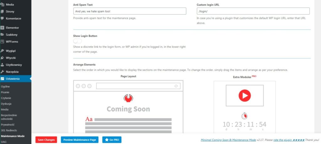 Minimal Coming Soon & Maintenance Mode: podstawowe ustawienia_2