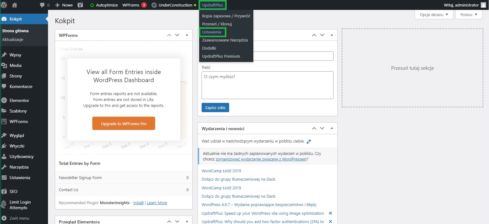 Ustawienia wtyczki UpdraftPlus WordPress automatyczny backup wtyczka updraftplus ejankowska.pl blog o wordpressie