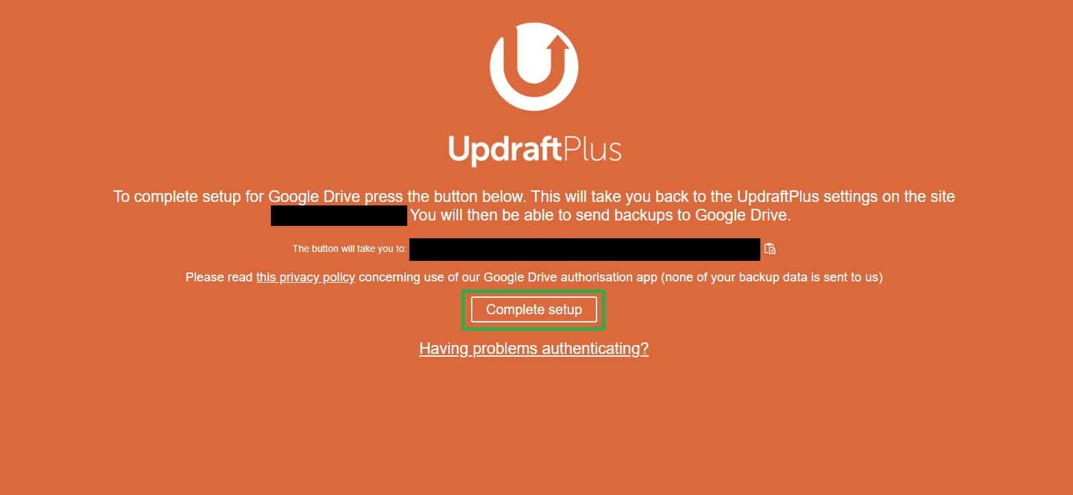 Podłączenie wtyczki UpdraftPlus z Google Drive kopia zapasowa bazy danych strony www backup wordpress