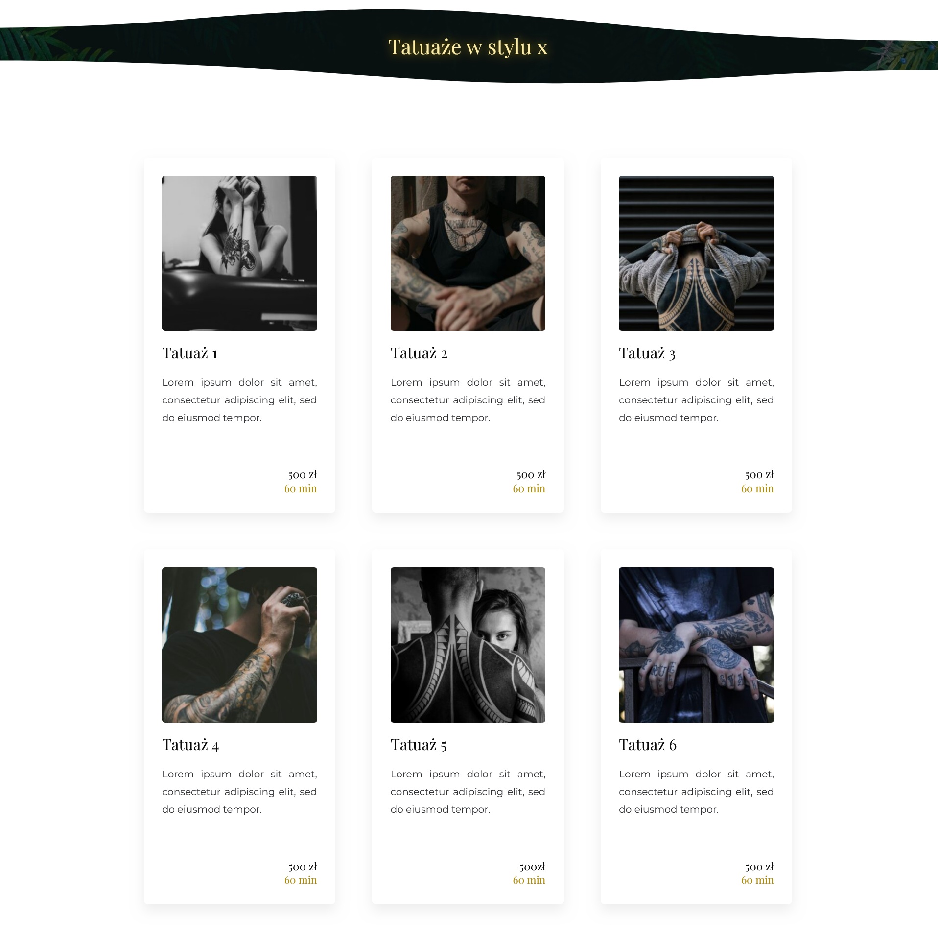 Strona studia tatuażu -projekt strony na zamówienie wordpress Design w Sieci