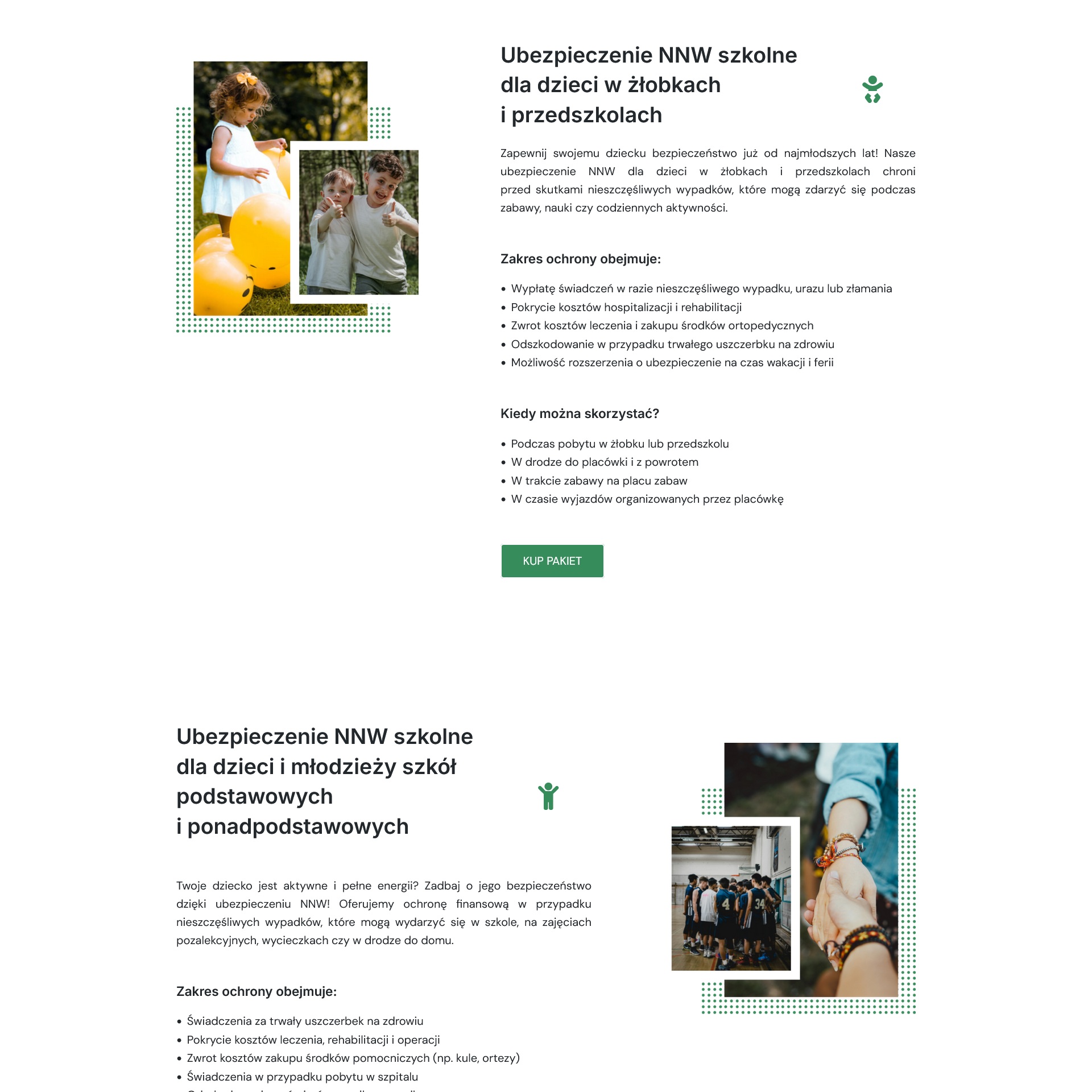 Strona wizytówka Ubezpieczenia - Oferta. Projekt strony Design w sieci.