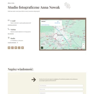 Przykładowy projekt strony fotografa - podstrona Kontakt