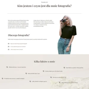 Przykładowy projekt strony fotografa - podstrona O mnie